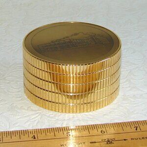 Selco Geneve Gold Coin Stack Travel/Desktop Alarm CLOCK, Works Well C14